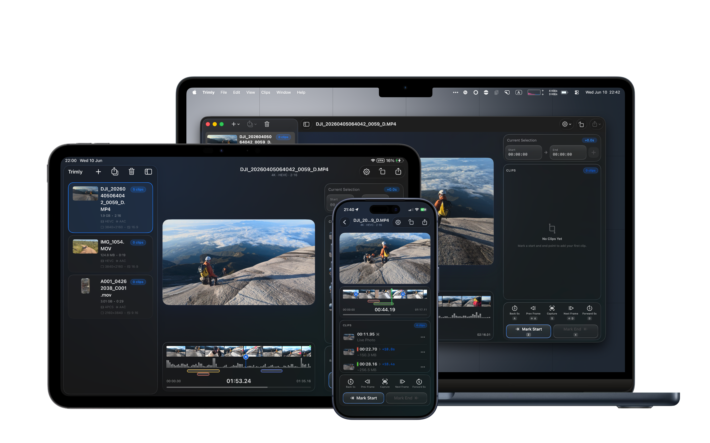 Trimly on Mac, iPad, and iPhone